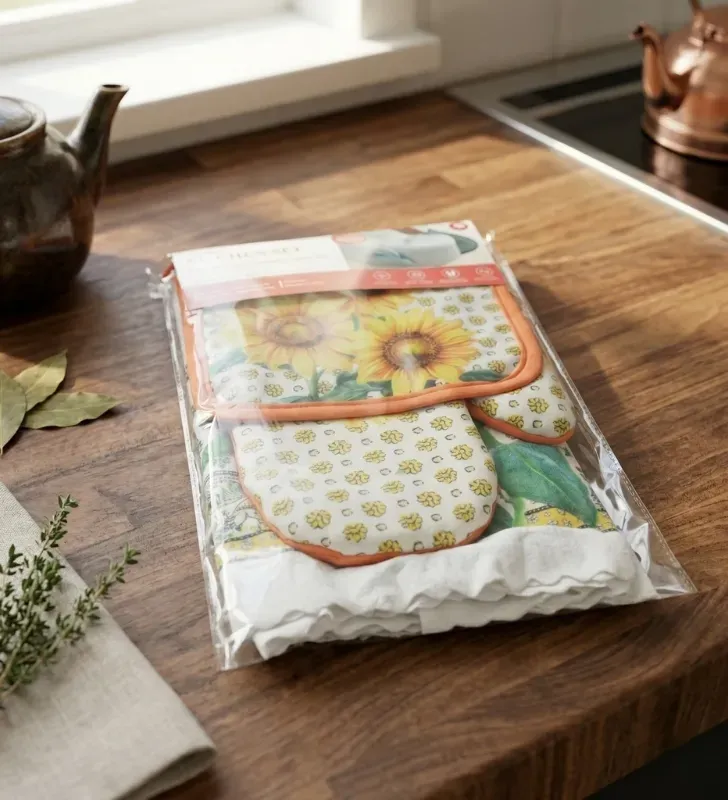 Juego de Cocina KT9051 Detalles – Manopla, Toalla y Posa Ollas