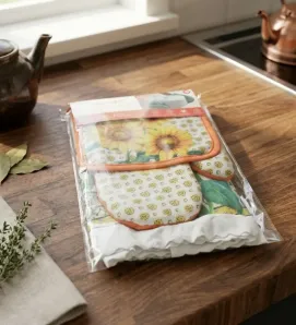 Juego de Cocina KT9051 Detalles – Manopla, Toalla y Posa Ollas