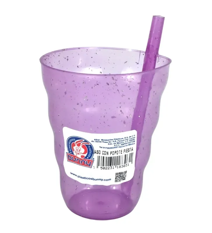 Vaso con Popote Fiesta Plásticos Bunny 300 ml – 4335