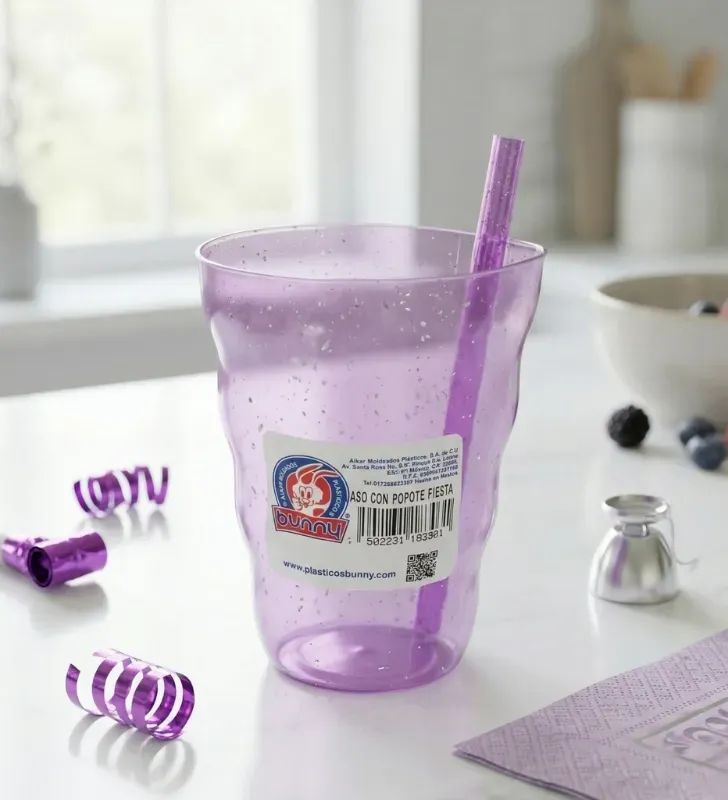 Vaso con Popote Fiesta Plásticos Bunny 300 ml – 4335