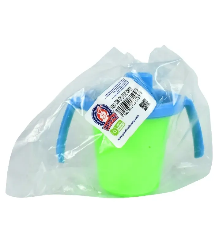 Vaso Entrenador con Chupete y Asas Plásticos Bunny 210 ml