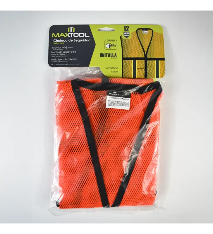 Chaleco Seguridad Maxtool 307701 · 2 Franjas Reflectantes · Unitalla