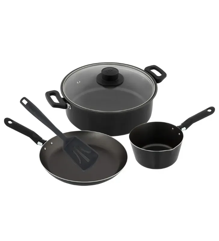 Batería Ekco Blackstick 5 Piezas Negra – Aluminio Antiadherente