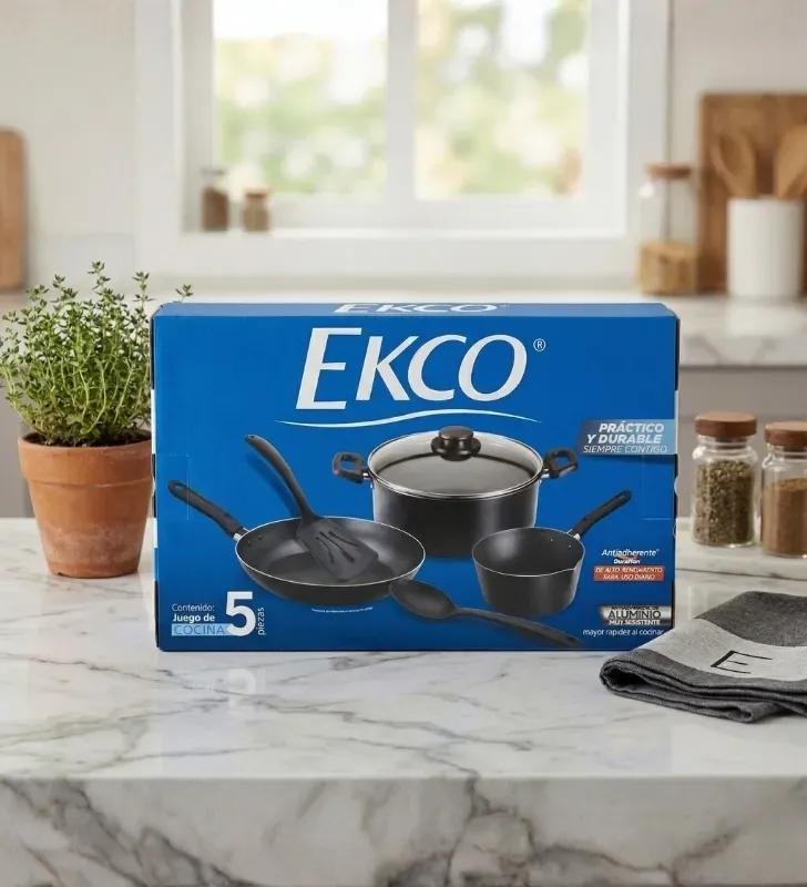 Batería Ekco Blackstick 5 Piezas Negra – Aluminio Antiadherente