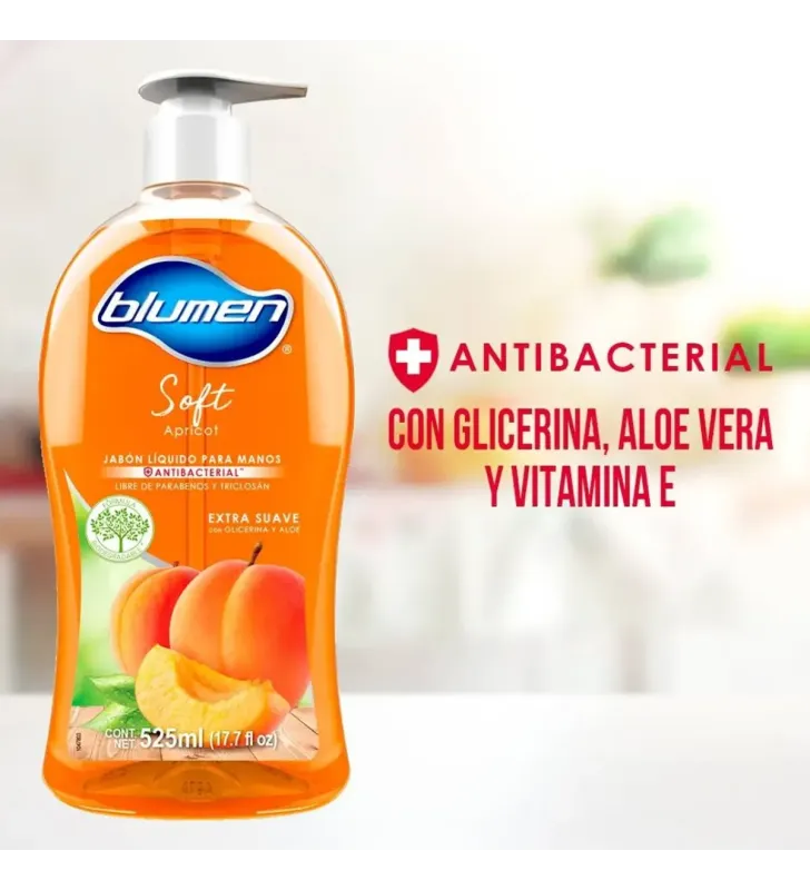 Jabón líquido Blumen Soft Apricot 525 ml – Antibacterial y Suave