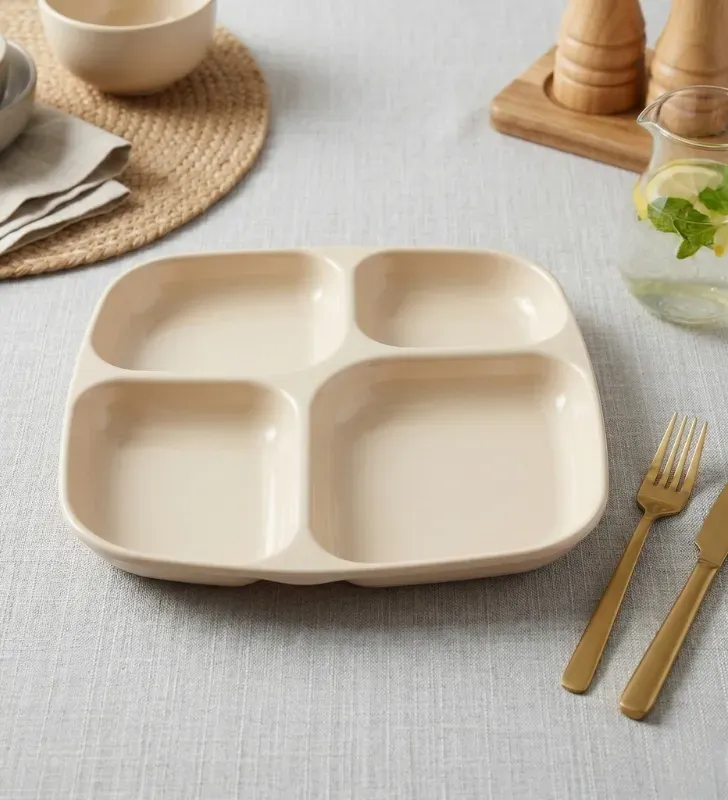 Charola de Melamina Cinsa con 4 Divisiones 26 cm – Color Arena