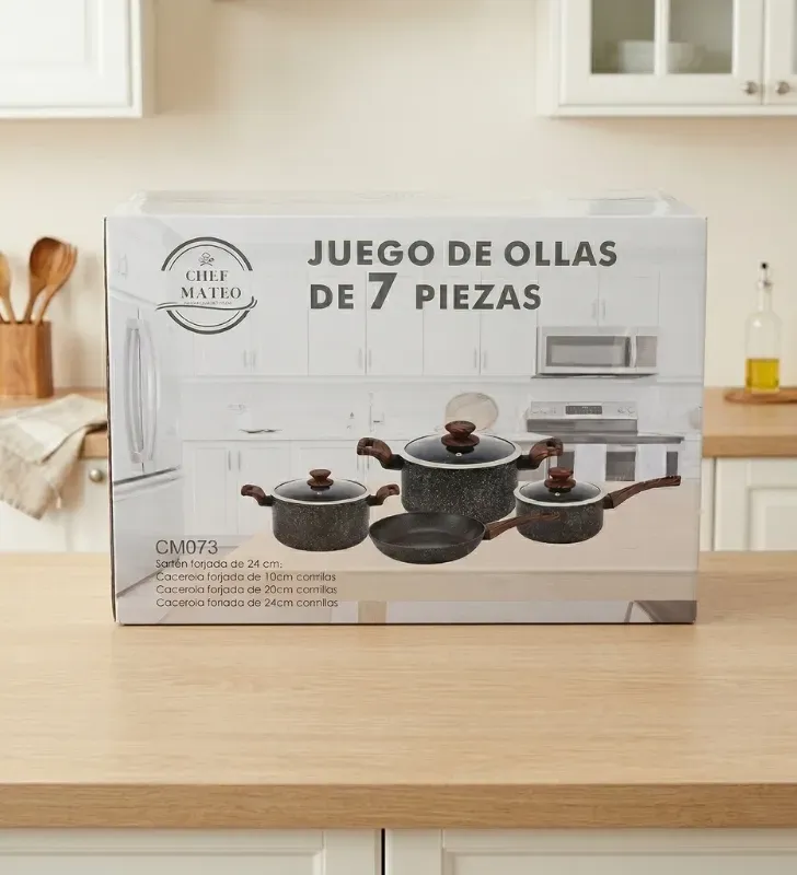 Juego de Ollas 7 pzs Yudha CM073N – Batería de Cocina Negra