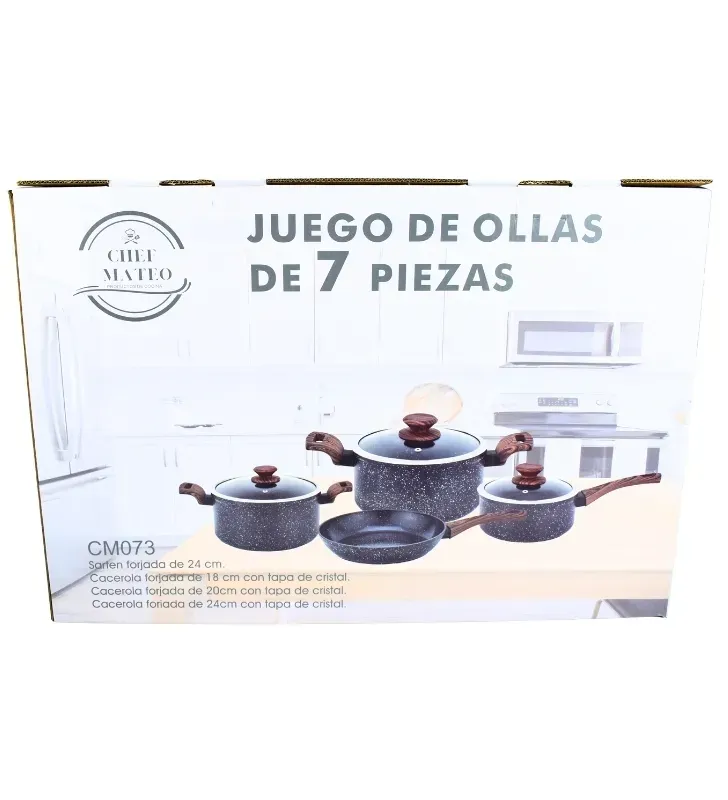 Juego de Ollas 7 pzs Yudha CM073N – Batería de Cocina Negra