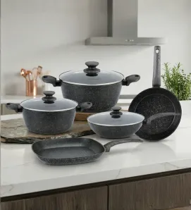 Juego de Ollas 8 pzs Yudha CM081N – Batería Negra Profesional