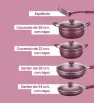 Batería Scarlett purpura 5 pzas · Aluminio antiadherente Cuisine Spot