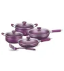 Batería Scarlett purpura 5 pzas · Aluminio antiadherente Cuisine Spot