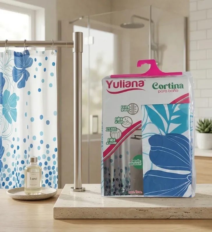 Cortina para Baño Extra Gruesa Yuliana M-60290 – Resistente y Anti-Moho