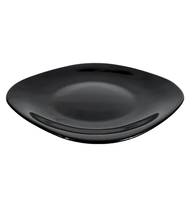 Plato Cuadrado 8" Negro Cuisine Spot OGLS05 – Vidrio Opal