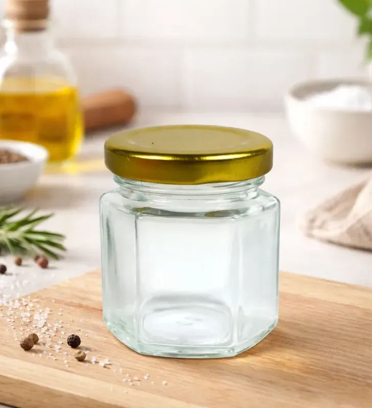 Frasco Hexagonal 80ml Cuisine Spot GLS01 – Tapa Dorada