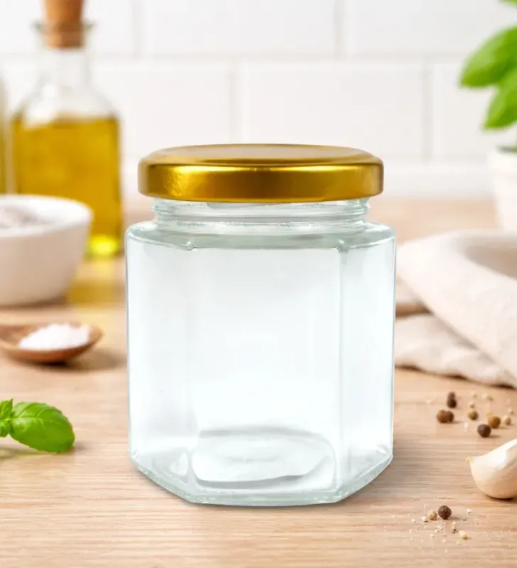 Frasco Hexagonal 180ml Cuisine Spot GLS03 – Tapa Dorada