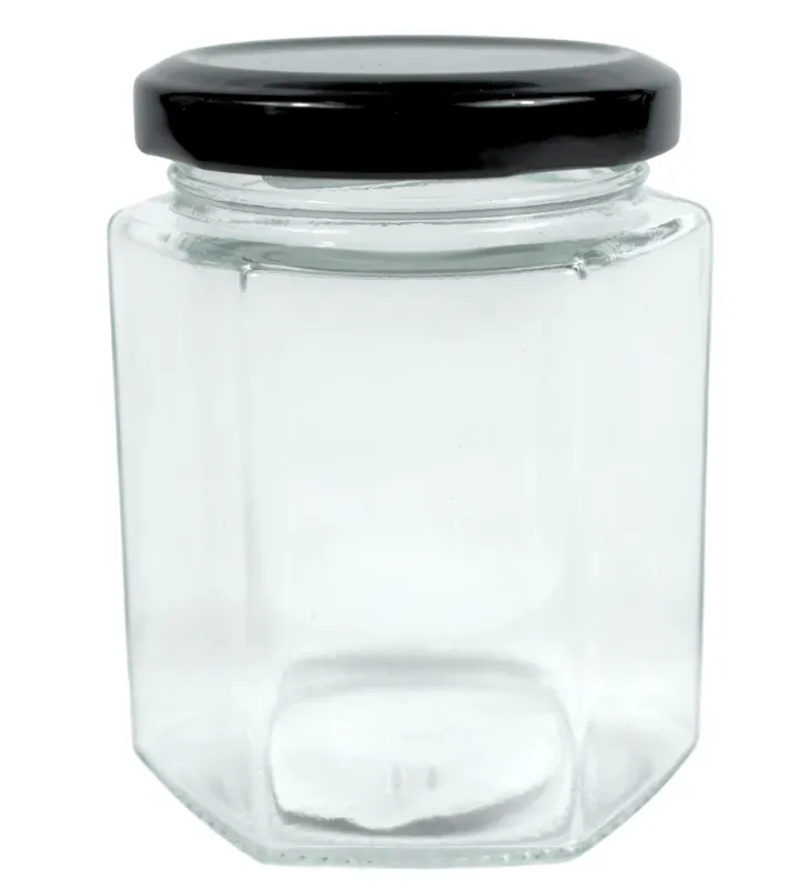 Frasco Hexagonal 180ml Cuisine Spot GLS04 – Tapa Negra