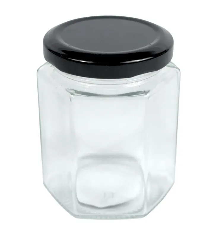 Frasco Hexagonal 180ml Cuisine Spot GLS04 – Tapa Negra