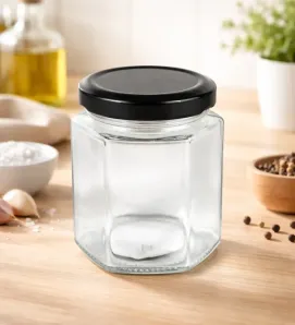 Frasco Hexagonal 180ml Cuisine Spot GLS04 – Tapa Negra