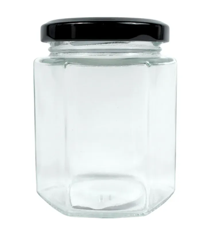 Frasco Hexagonal 180ml Cuisine Spot GLS04 – Tapa Negra