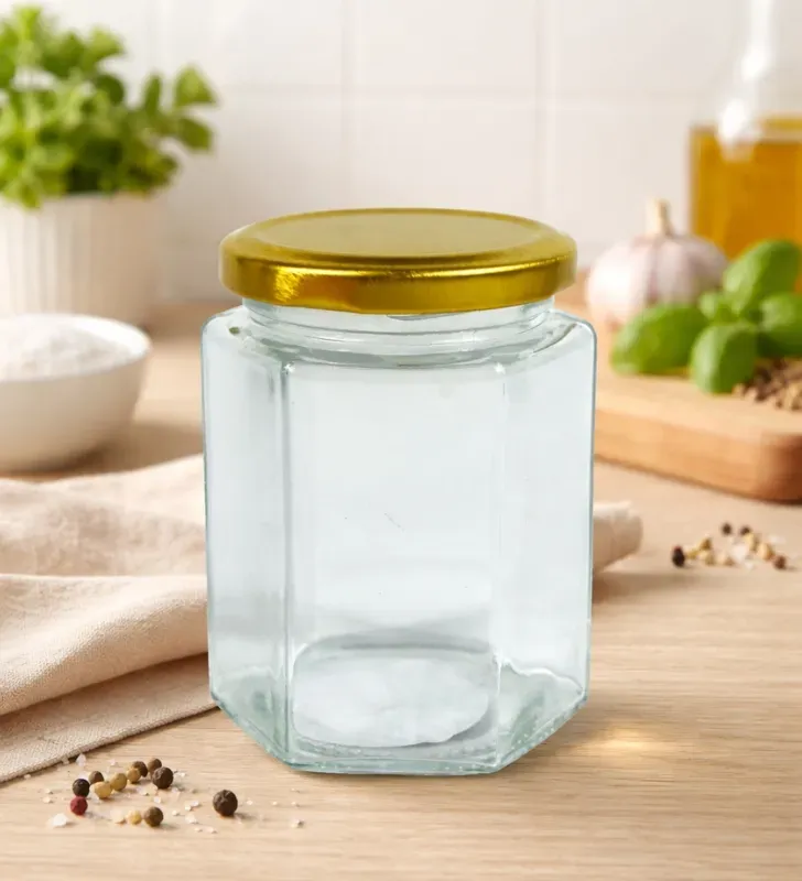 Frasco Hexagonal 280ml Cuisine Spot GLS05 – Tapa Dorada