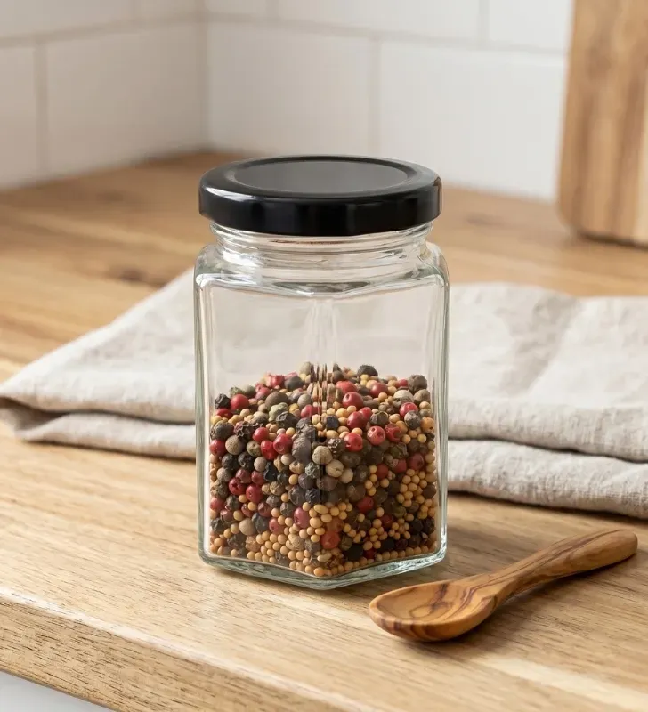 Frasco Hexagonal 120ml Vittori 3413 – Tapa Negra Twist