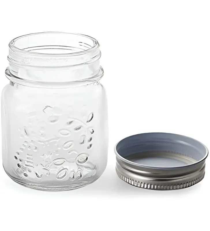 Frasco Mason Jar con Relieve Floral Vittori 3424 – Tapa a Rosca