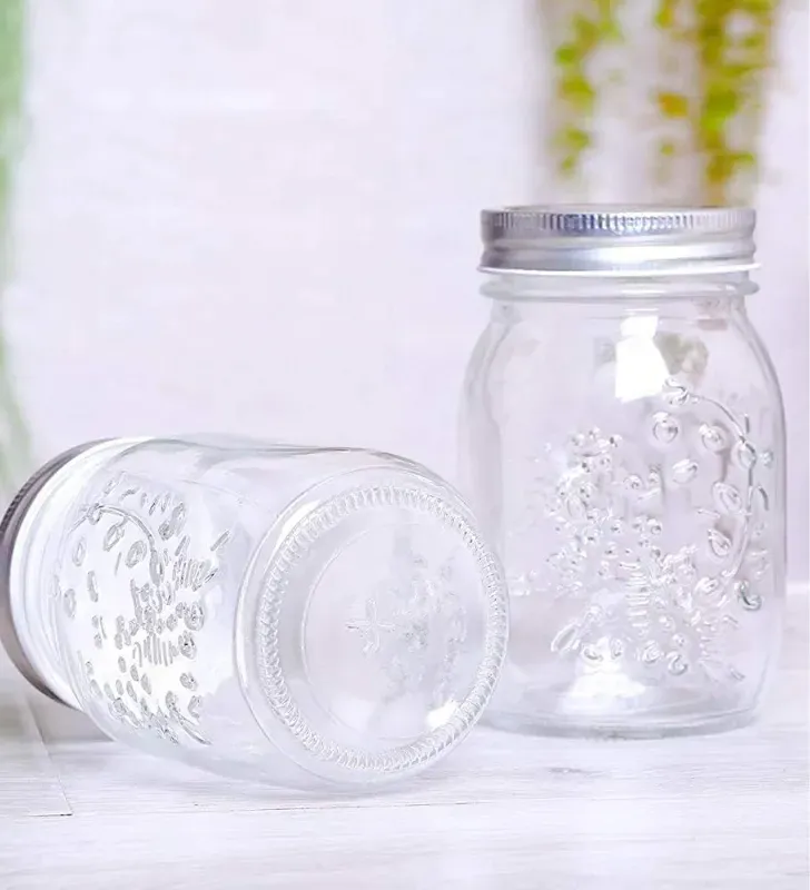 Frasco Mason Jar Floral 500ml Vittori 3426 – Tapa Gris