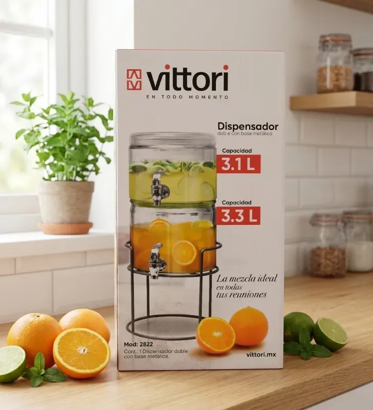 Dispensador Doble Apilable 6.4L Vittori 2822 – Base Metálica