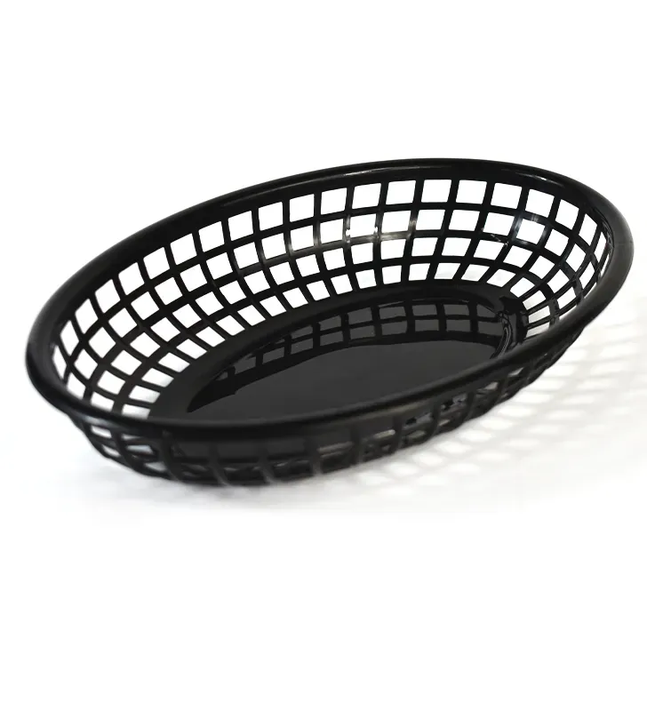 Canasta ovalada negra 9.25″ × 5.75″ – Plástico alimentario