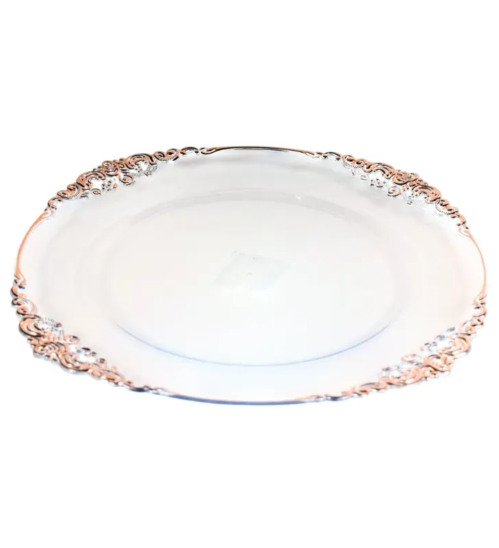 Plato Base Cádiz Transparente Filo Rosa Vittori 3704R