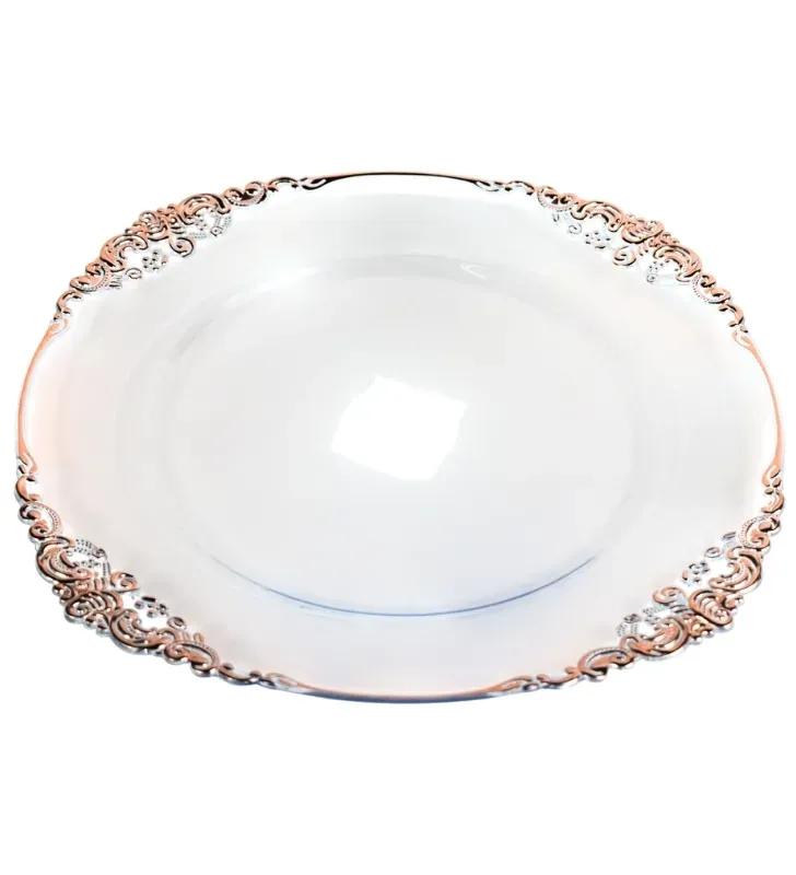 Plato Base Cádiz Transparente Filo Rosa Vittori 3704R