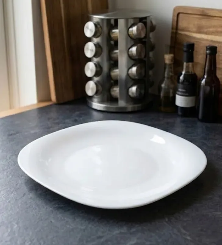 Plato Opal Glass Cuadrado 25.5cm Cuisine Spot OGLS01