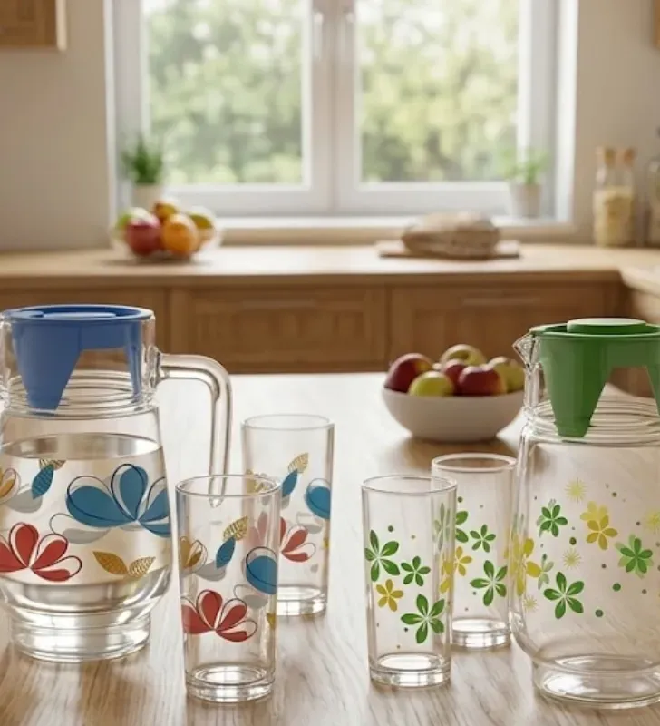 Set de Jarra de Cristal y 4 Vasos Yudha YD232Y2 – Con Tapa