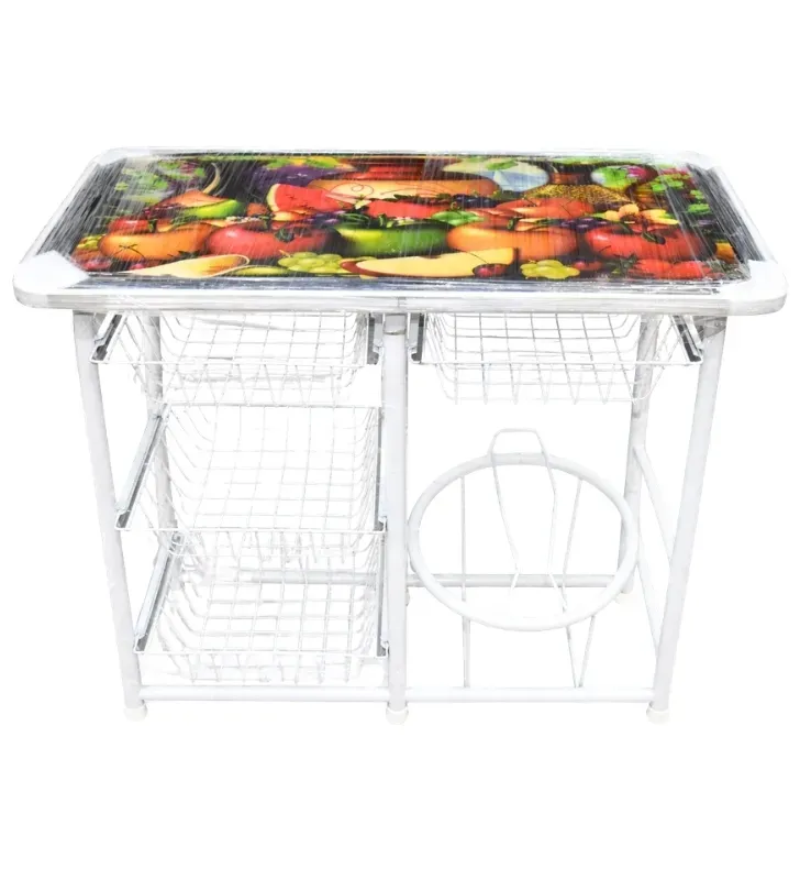 Portagarrafón Triana Sencilla Blanco Tubogar – 4 Canastas y Mesa