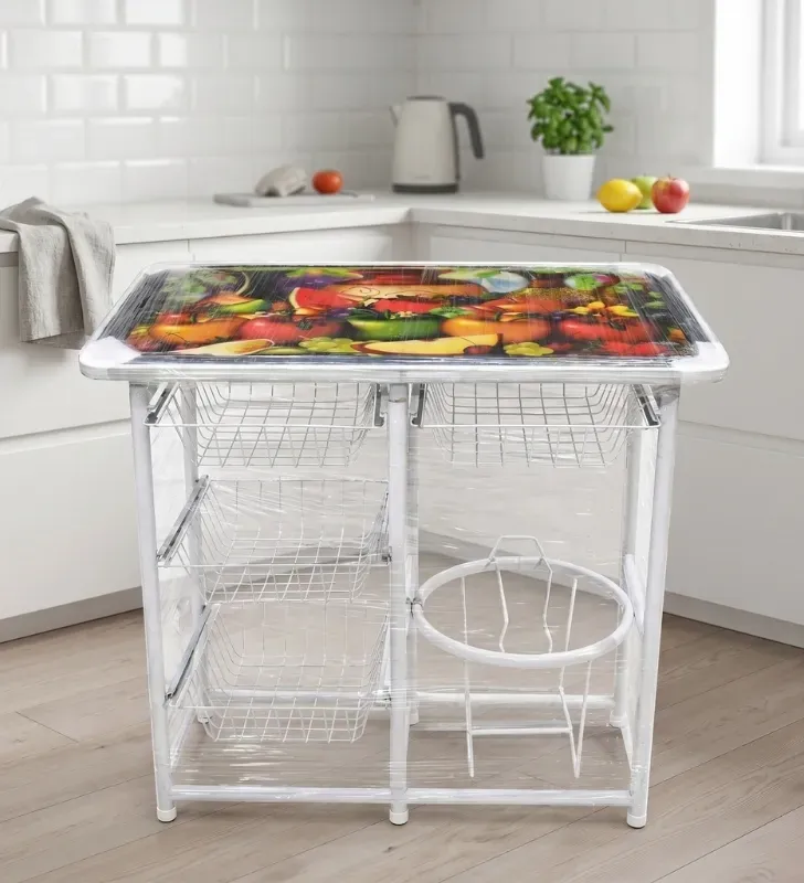 Portagarrafón Triana Sencilla Blanco Tubogar – 4 Canastas y Mesa