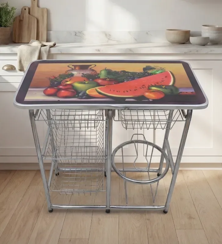 Portagarrafón Triana Sencilla Silver Tubogar – 4 Canastas y Mesa