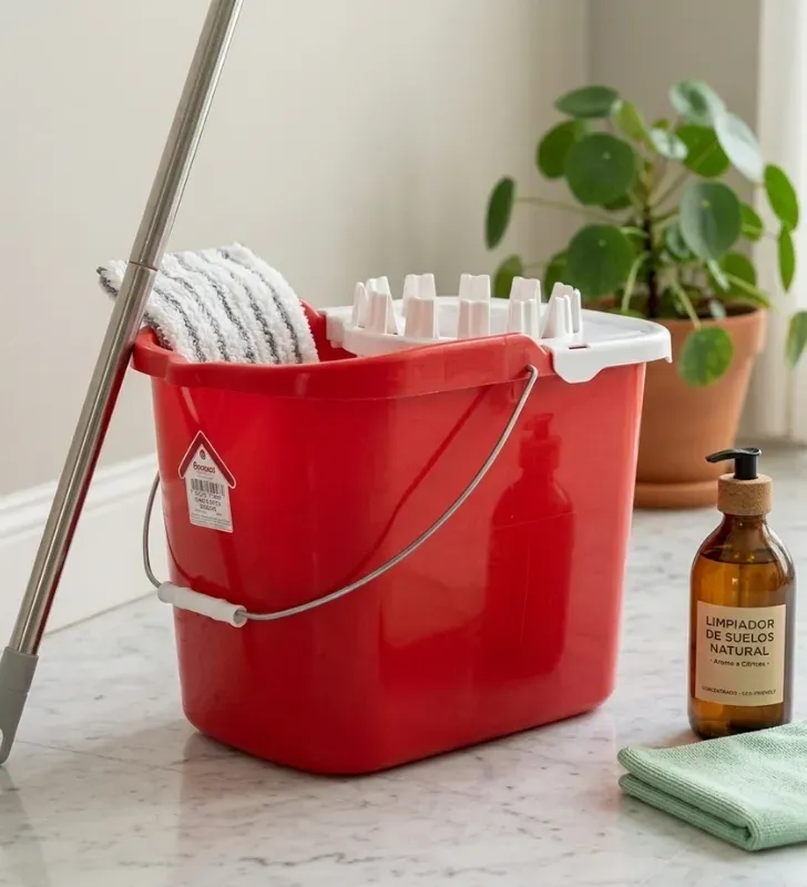 Cubeta Recta 14L con Ruedas y Escurridor Torosqui – Limpieza Fácil