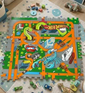 Tapete de Foamy Hot Wheels Toymark T378963 – Piso Armable Seguro
