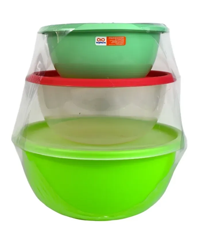 Paquete Recipientes Esfera Arplasa No. 5, 6 y 7 – Set de Bowls con Tapa