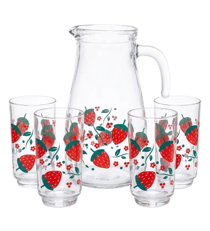 Juego de Vasos y Jarra Glassia 5 Piezas – Deco Fresas – V504990