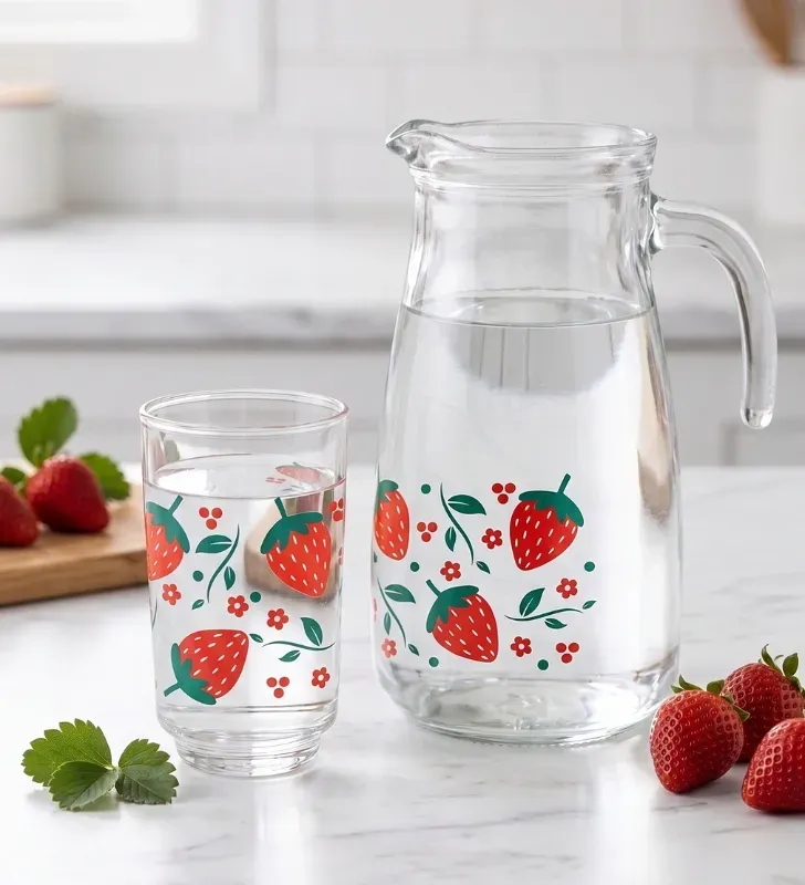 Juego de Vasos y Jarra Glassia 5 Piezas – Deco Fresas – V504990