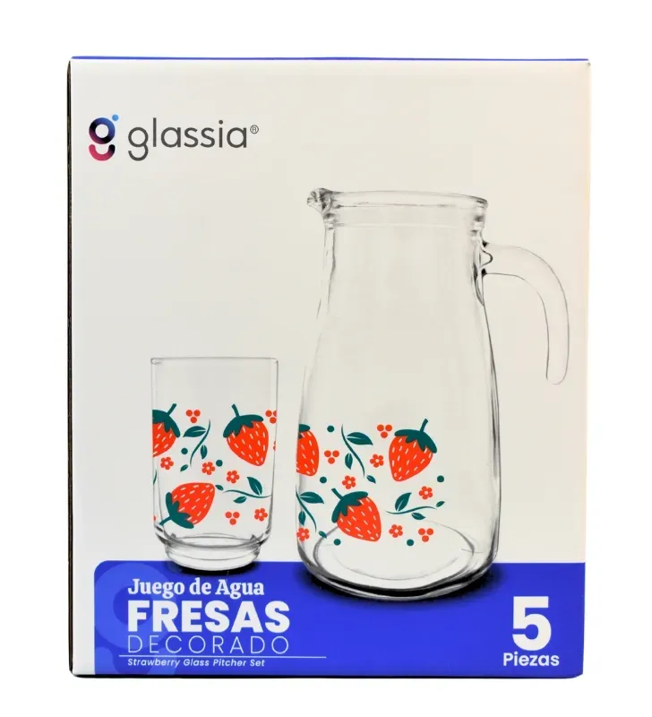 Juego de Vasos y Jarra Glassia 5 Piezas – Deco Fresas – V504990