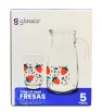 Juego de Vasos y Jarra Glassia 5 Piezas – Deco Fresas – V504990