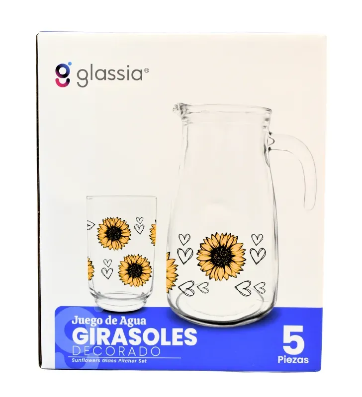 Juego de Vasos y Jarra Glassia 5 Piezas – Girásoles May – V505090
