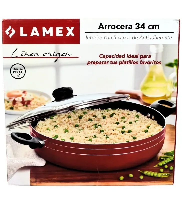 Arrocera Roja Lamex 34 cm 7.5L – Línea Origen Antiadherente