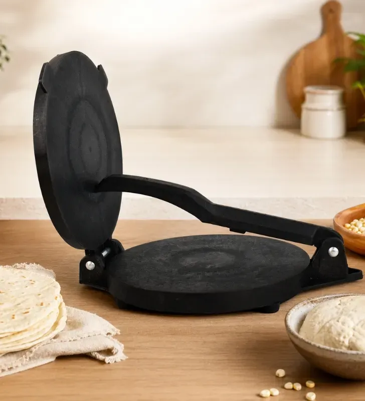 Tortilladora de Aluminio La Ideal Negra – Prensa Manual Resistente