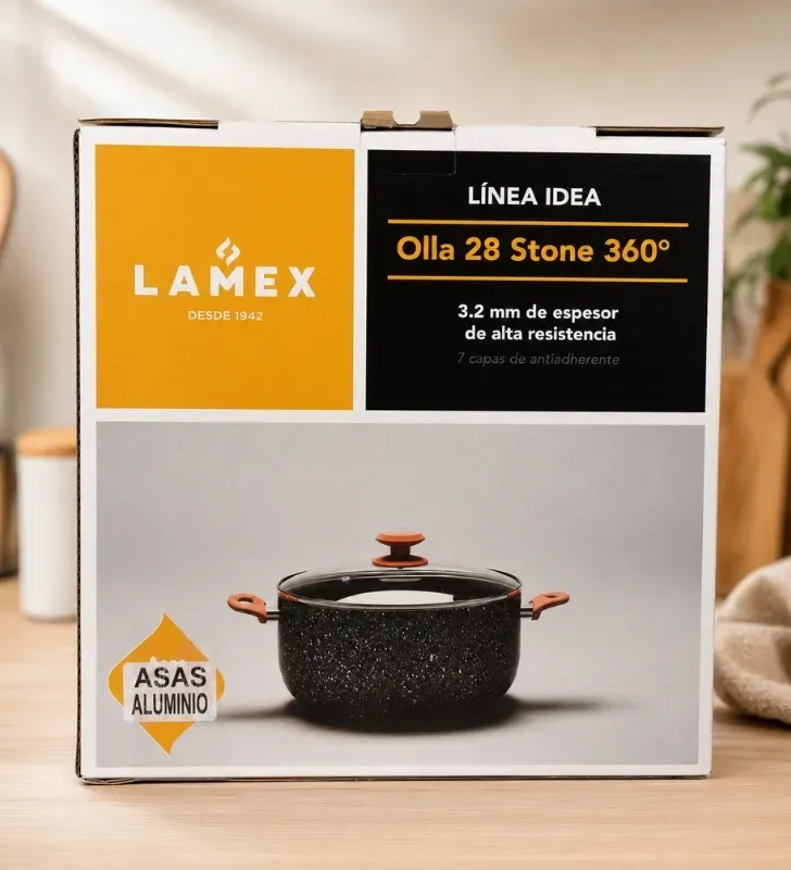 Olla Lamex Stone 360° 28 cm 7.5L – Antiadherente 7 Capas