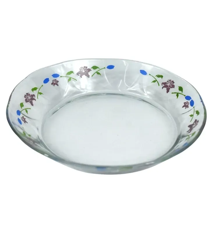 Plato Arcos Crisa Decorado Lilis Azules – Vidrio DL6