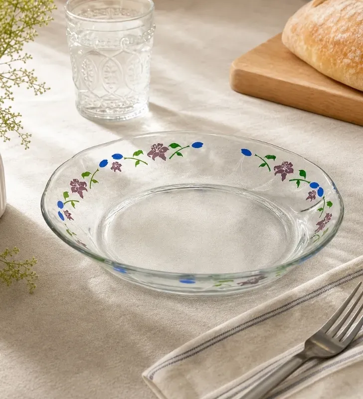 Plato Arcos Crisa Decorado Lilis Azules – Vidrio DL6