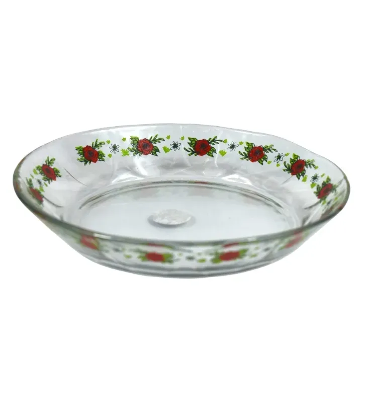 Plato Arcos Crisa Decorado Rosas Rojas – Vidrio D9C